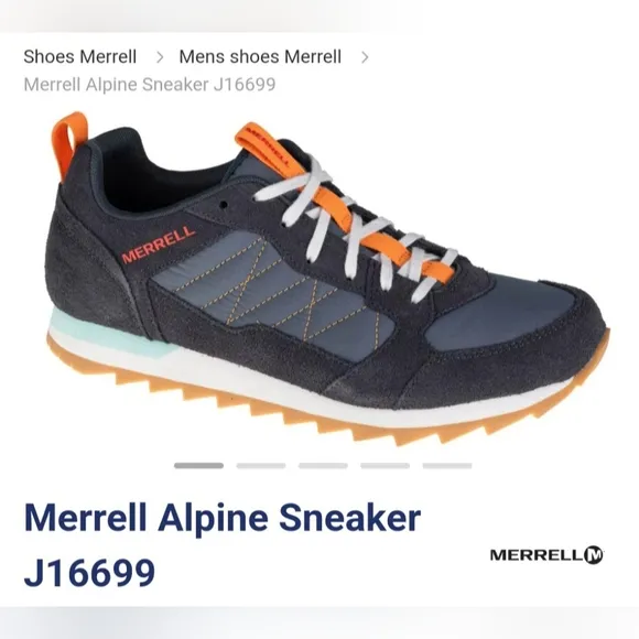 Merrell Alpine Men's Trail Mountain Tourism Sneakers Suede Leather Blue US 12