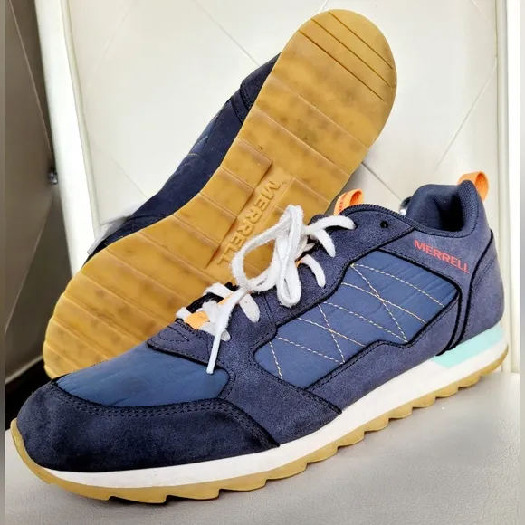 Merrell Alpine Men's Trail Mountain Tourism Sneakers Suede Leather Blue US 12