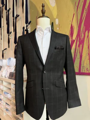Midnight Gray Shadow Plaid Suit Coat