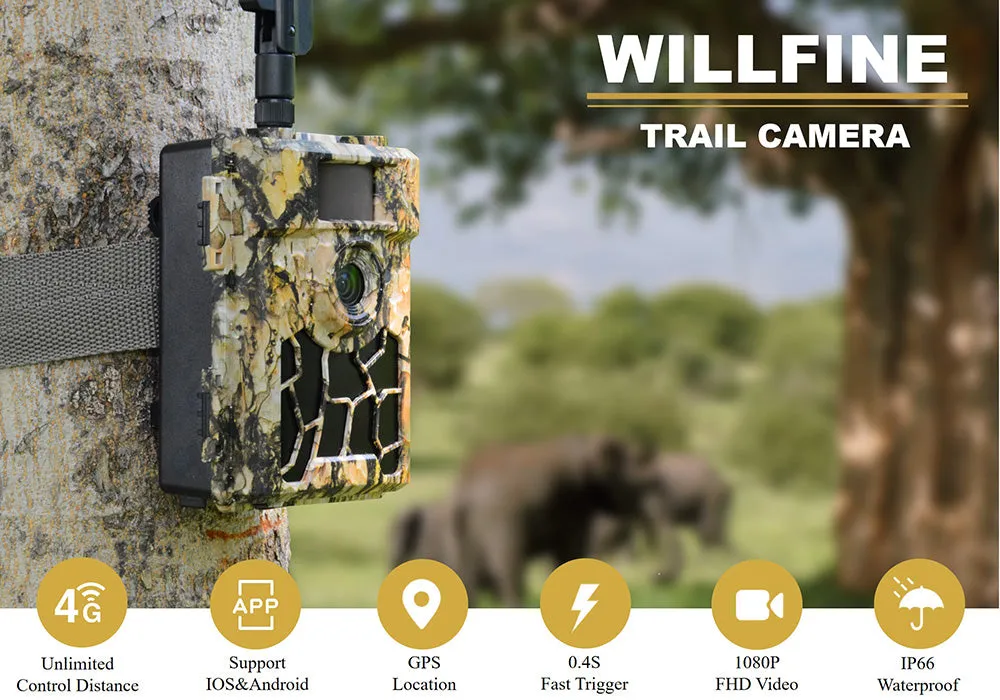 Mini 4G Wireless Trail Hunting Camera 24MP Photo Live Video Stream Push Alerts & GPS Tracker