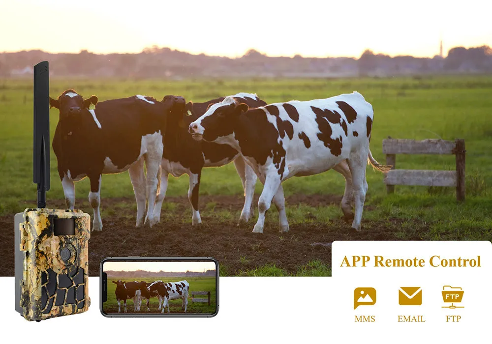 Mini 4G Wireless Trail Hunting Camera 24MP Photo Live Video Stream Push Alerts & GPS Tracker