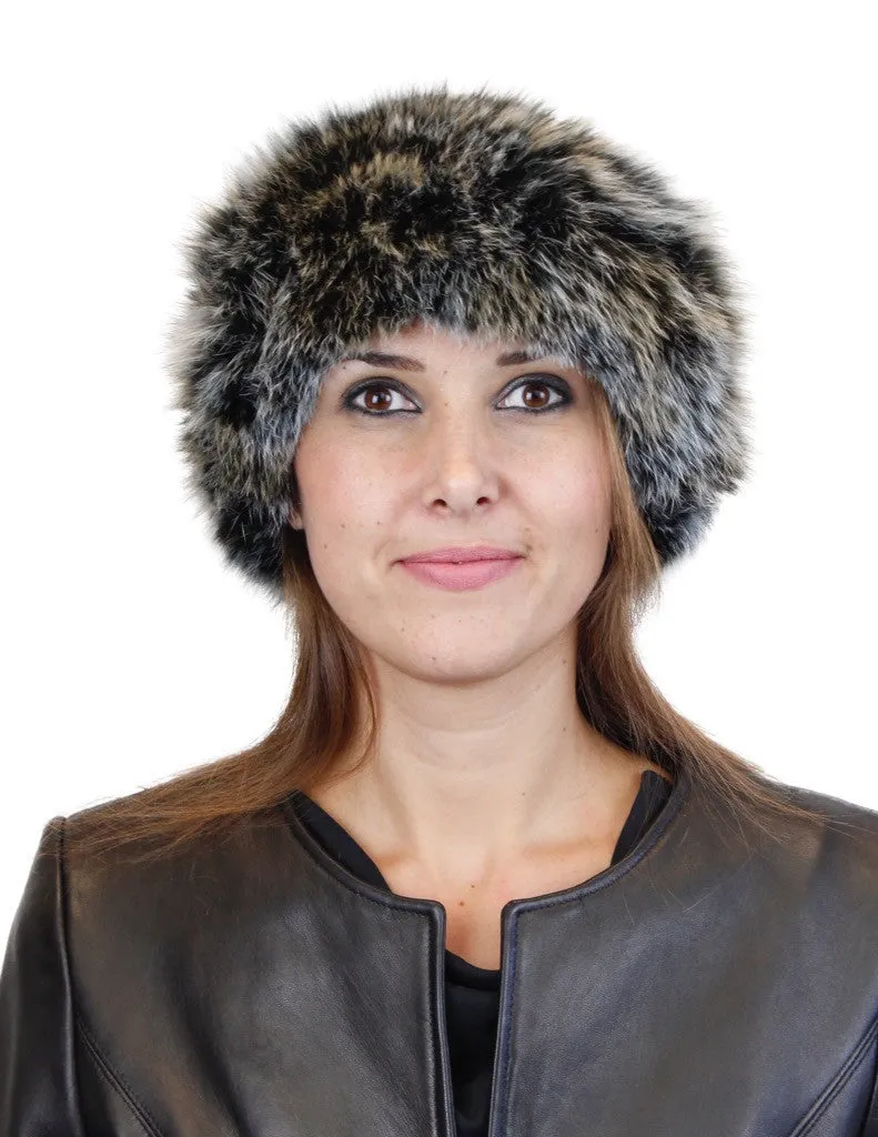 MULTICOLOR KNITTED REX RABBIT FUR & FOX FUR POM-POM BEANIE, HAT