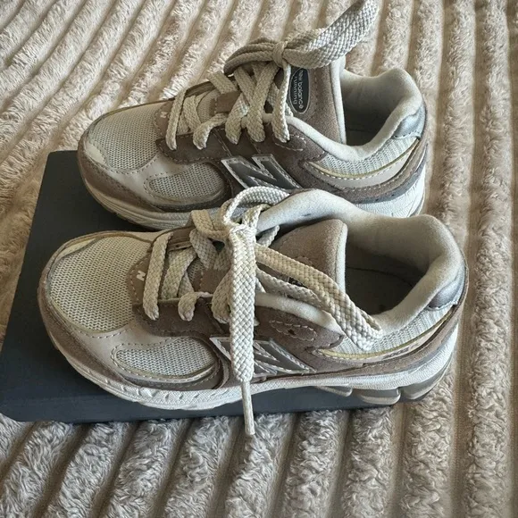 New Balance Kids' Tan and Cream Sneakers