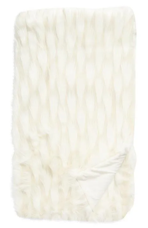 New Nordstrom Rachel Parcell Statement Faux Fur Throw Blanket in Ivory! 52x60! Retails $125 