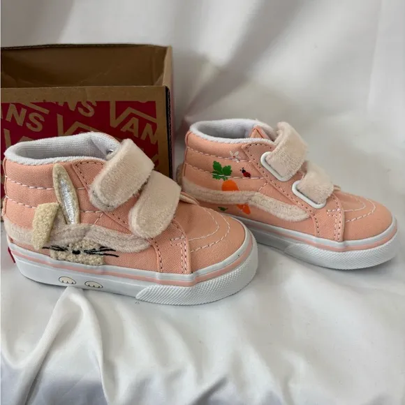 New Vans sz4.5 Toddler Sk8-Reissue Garden Party Peach dust Bunny Velcro sneakers