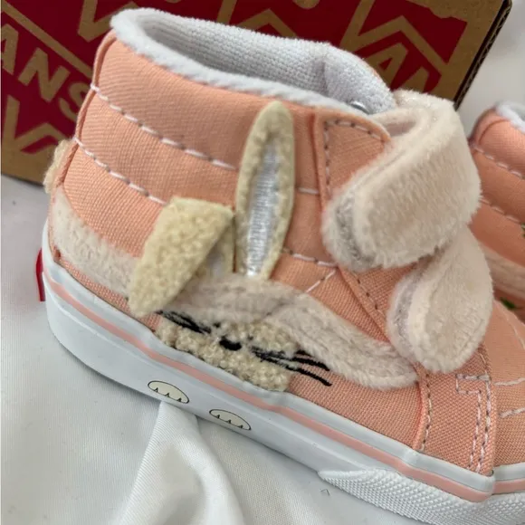 New Vans sz4.5 Toddler Sk8-Reissue Garden Party Peach dust Bunny Velcro sneakers