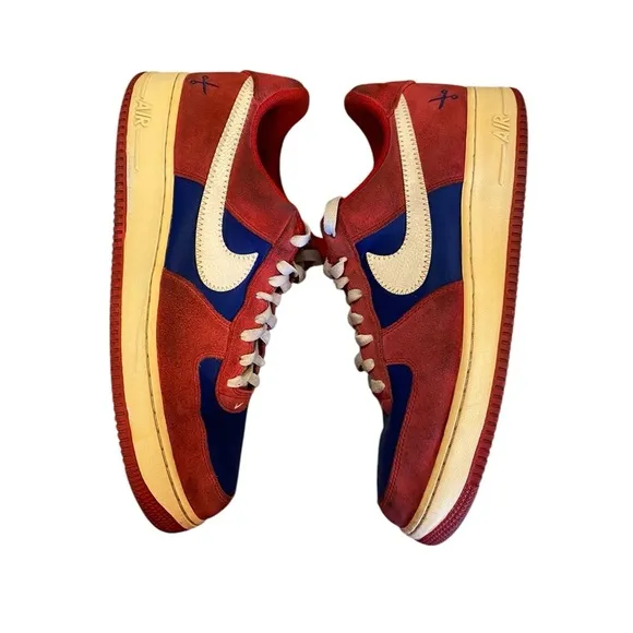 Nike Air Force 1 Suede and Silk Low Scissors - blue &amp; red Size 11