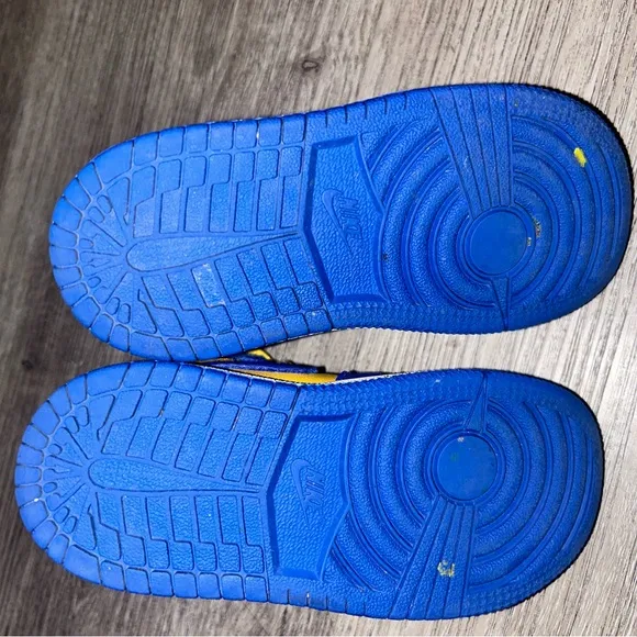 Nike Air Jordan 1s Kids' Sneakers - Blue and Yellow (Rams colors)