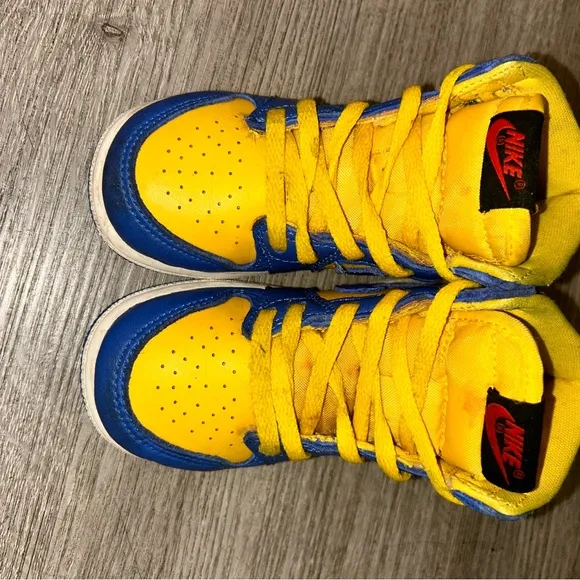 Nike Air Jordan 1s Kids' Sneakers - Blue and Yellow (Rams colors)