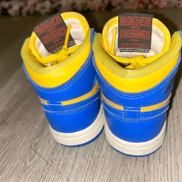Nike Air Jordan 1s Kids' Sneakers - Blue and Yellow (Rams colors)