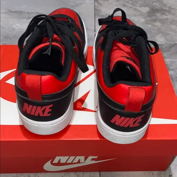 Nike court borough low recraft Red and Black Sneakers big boy size 7y