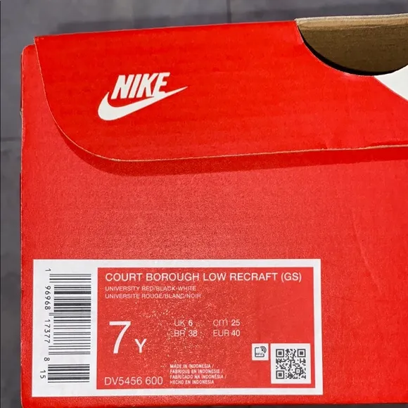 Nike court borough low recraft Red and Black Sneakers big boy size 7y