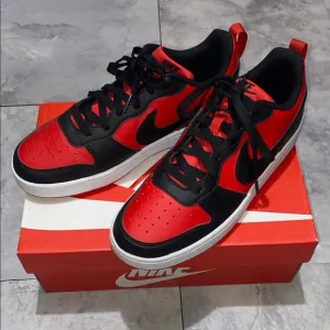 Nike court borough low recraft Red and Black Sneakers big boy size 7y