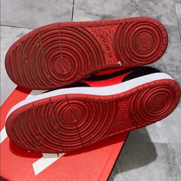 Nike court borough low recraft Red and Black Sneakers big boy size 7y