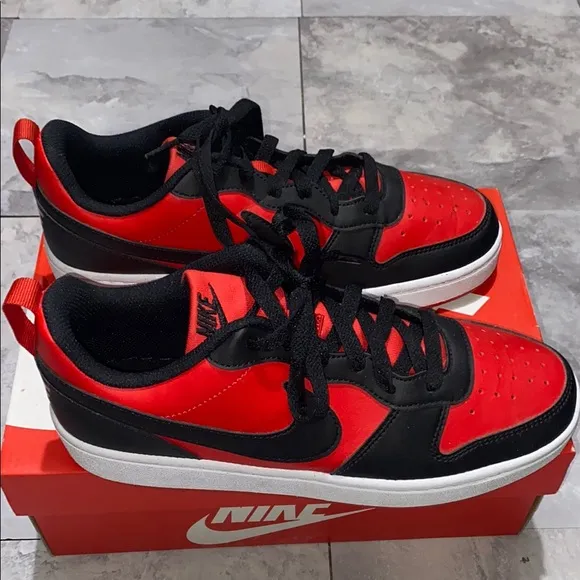 Nike court borough low recraft Red and Black Sneakers big boy size 7y