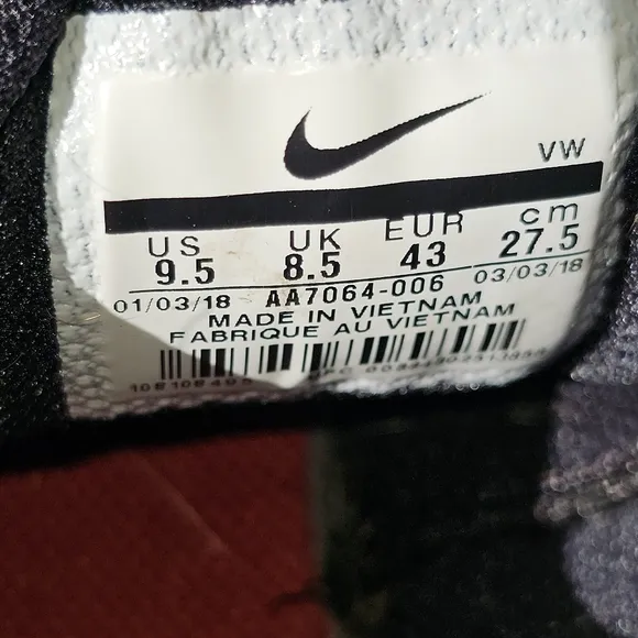 Nike Varsity Compete Traininer 2018 Sneakers Men's Shoe Size 9.5