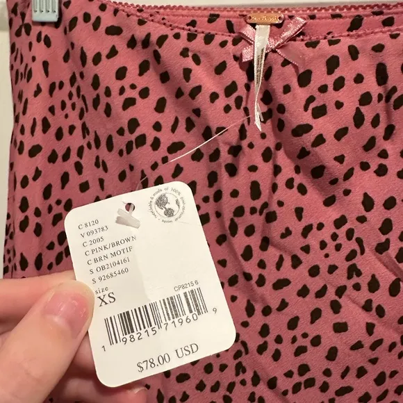 NWT Free People Remi Midi Skirt Animal Print Pink XS