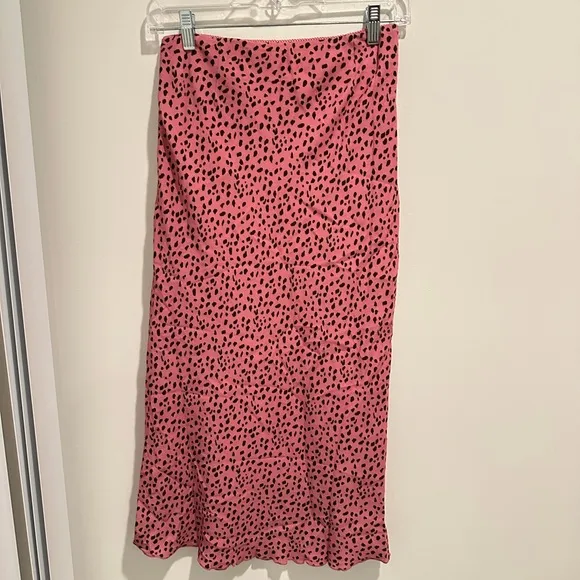 NWT Free People Remi Midi Skirt Animal Print Pink XS
