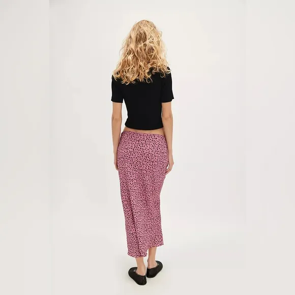 NWT Free People Remi Midi Skirt Animal Print Pink XS