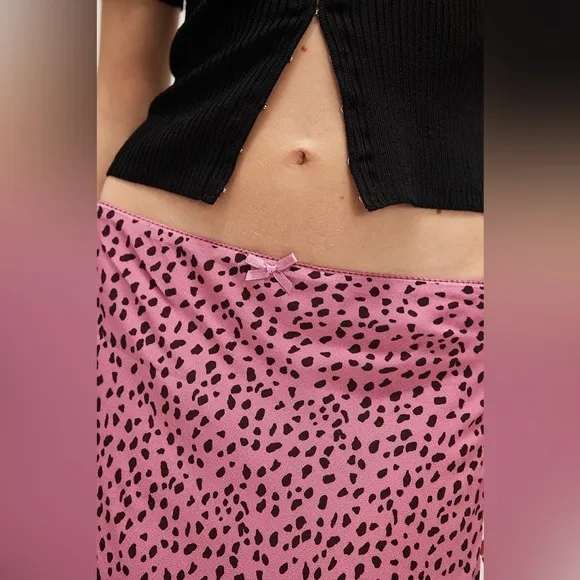 NWT Free People Remi Midi Skirt Animal Print Pink XS