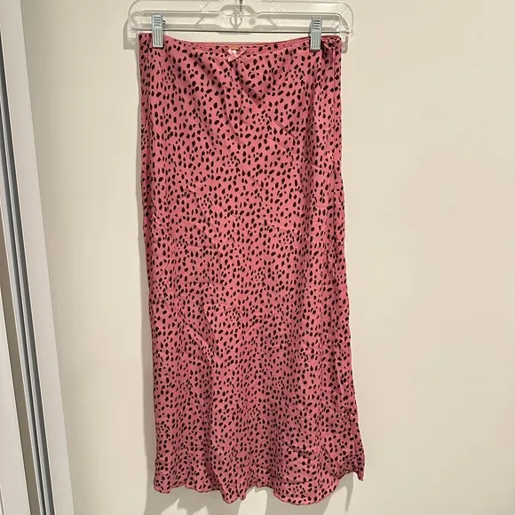 NWT Free People Remi Midi Skirt Animal Print Pink XS