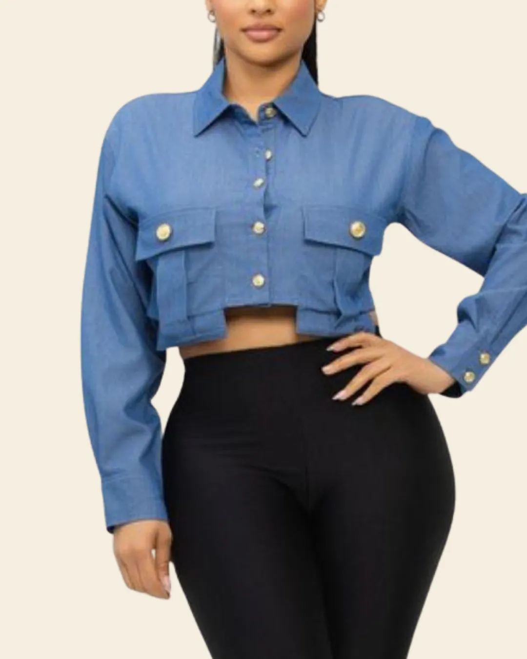 OVERSIZED POCKET LS TOP