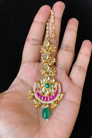 Pachi Kundan Maang Tika With Gold Finish HA29