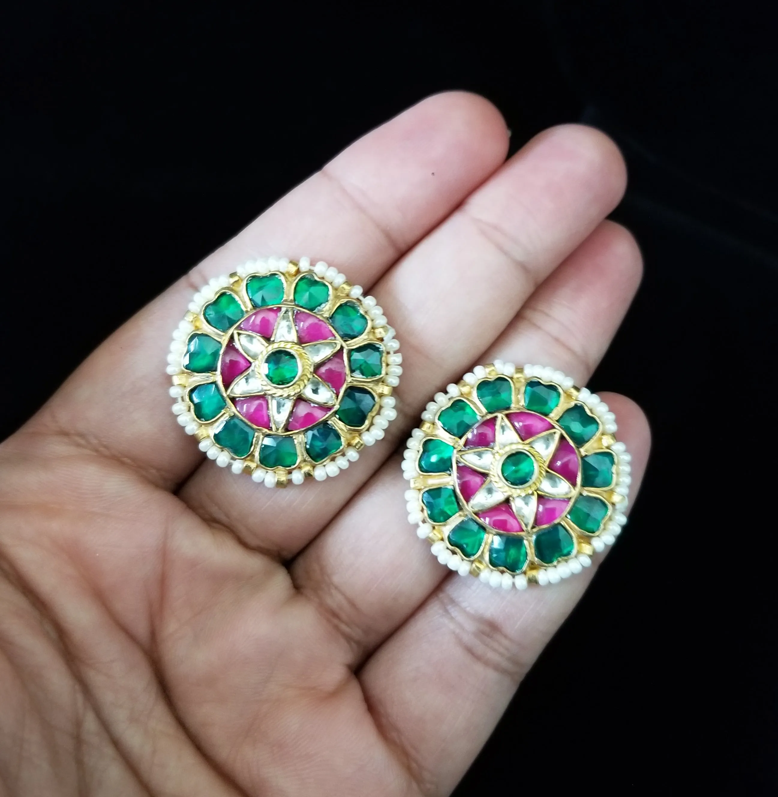 Pachi Kundan Studs With Hard Gold Plating