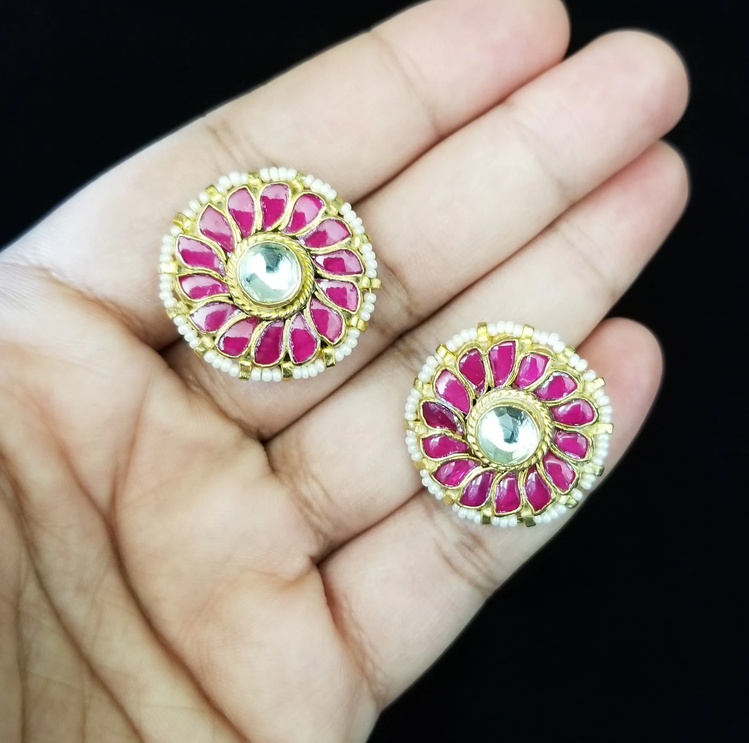Pachi Kundan Studs With Hard Gold Plating
