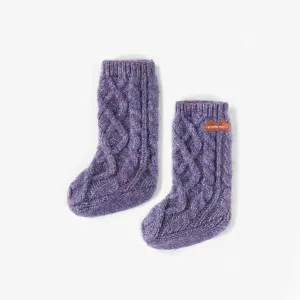 Pantoufles mauves en polyester recyclé, naissance  || Purple Slippers in recycled polyester, newborn