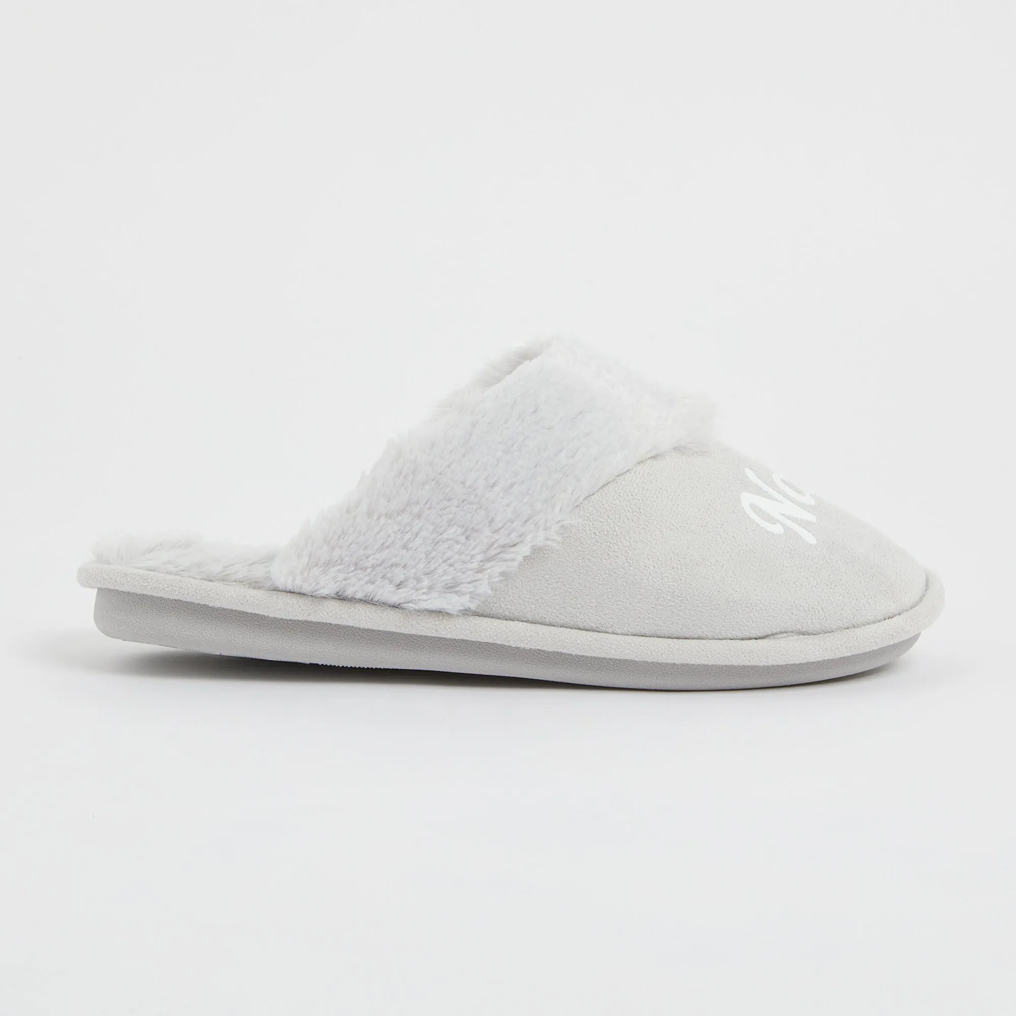 Personalised Ladies Grey Fur Slippers