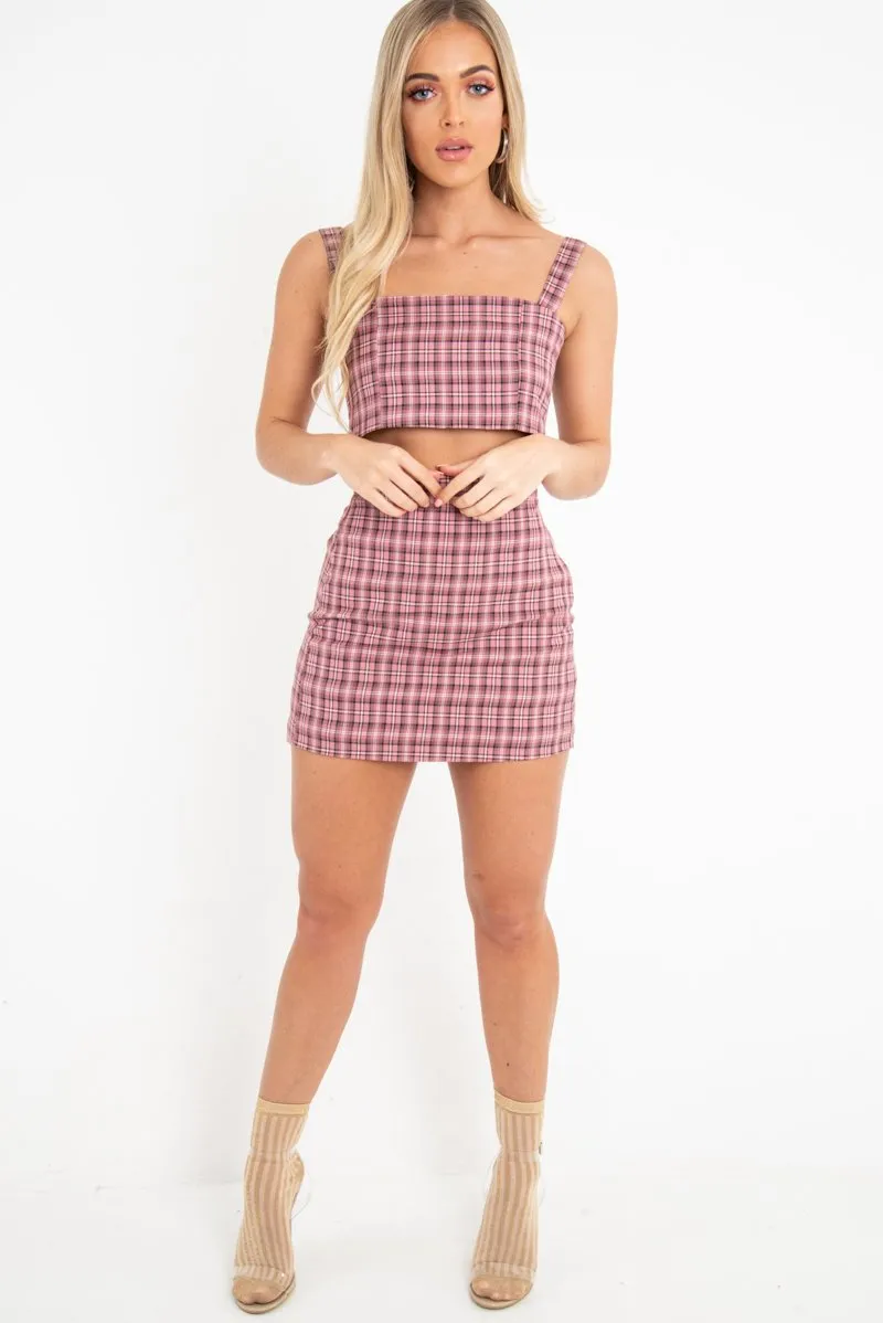 Pink Checked Crop Top - Bianka