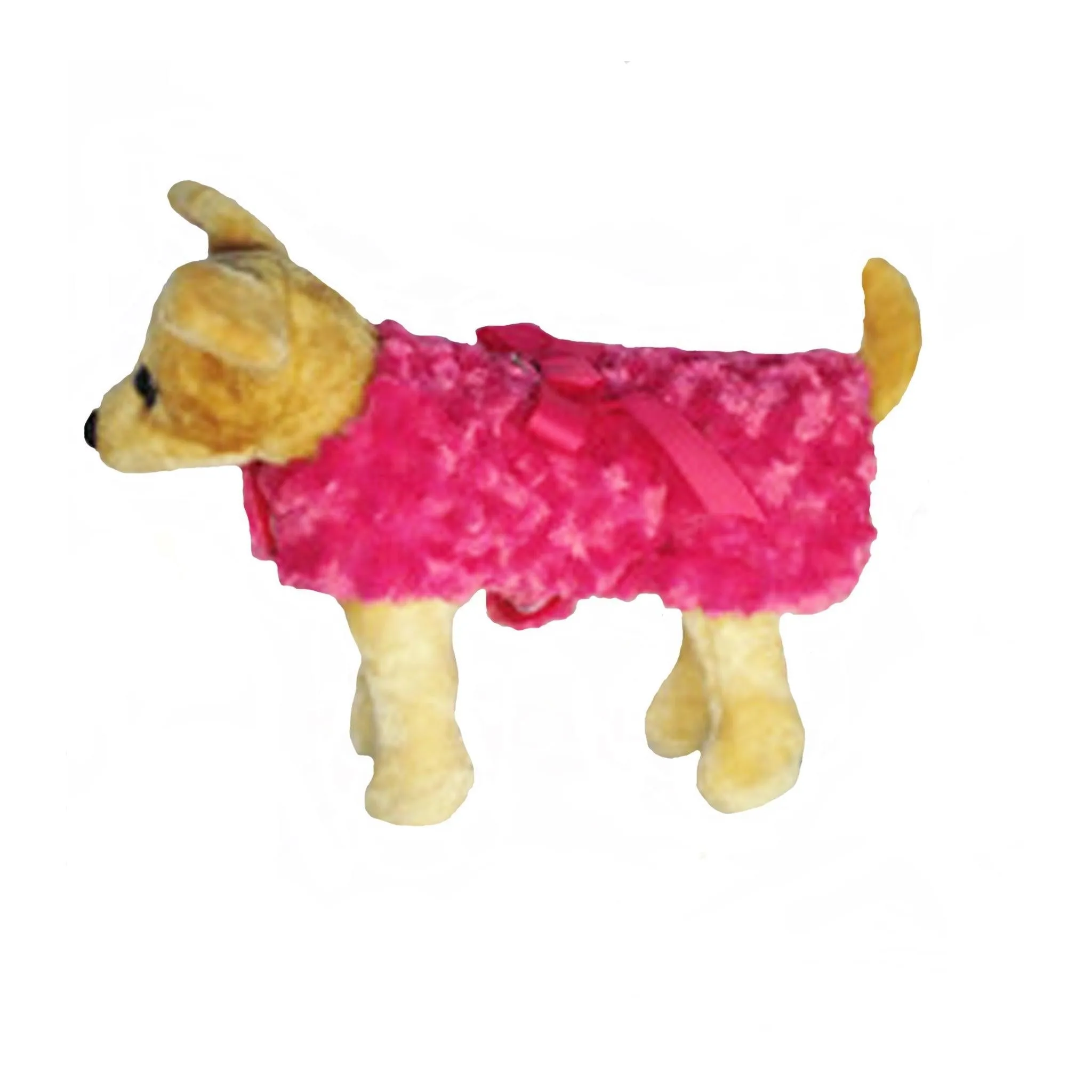 Pink Faux Fur Dog Harness Coat