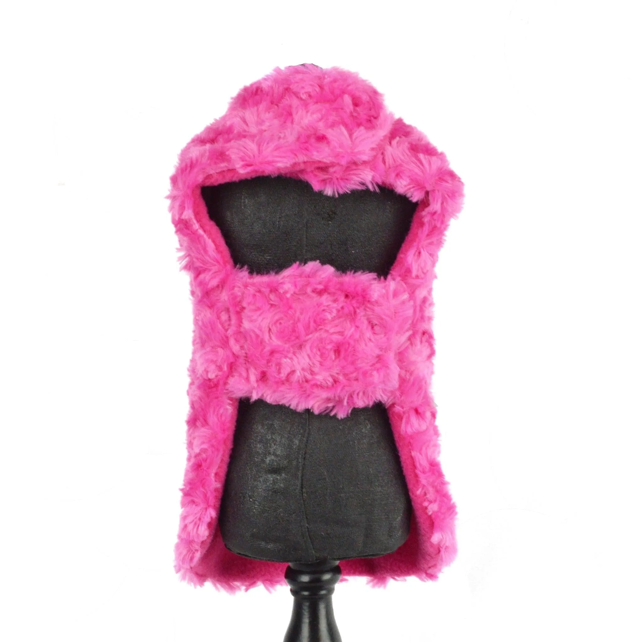 Pink Faux Fur Dog Harness Coat