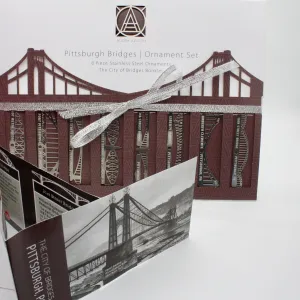 Pittsburgh Bridge Ornaments | 8 Piece Gift Set & Booklet