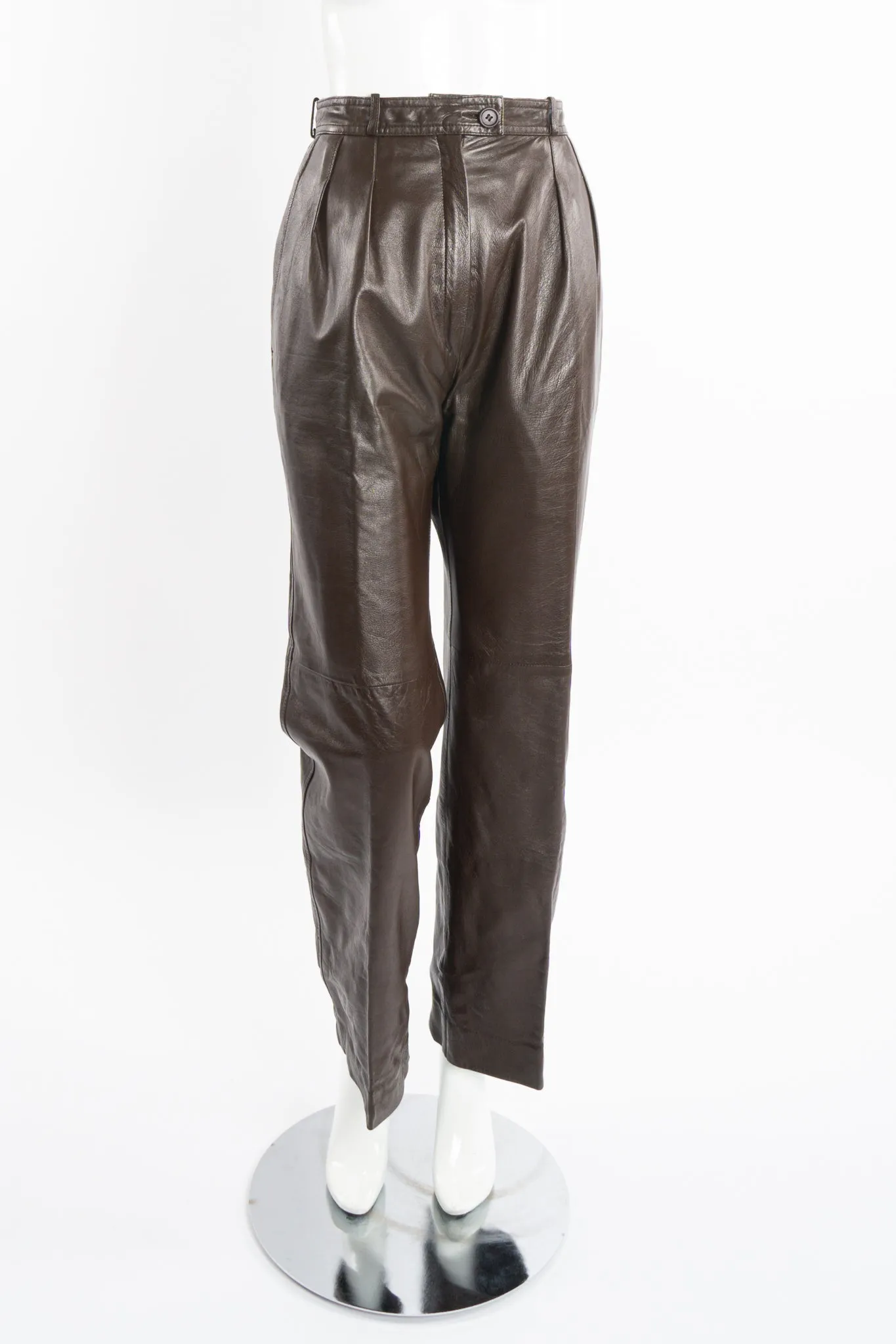Pleated Leather Trouser