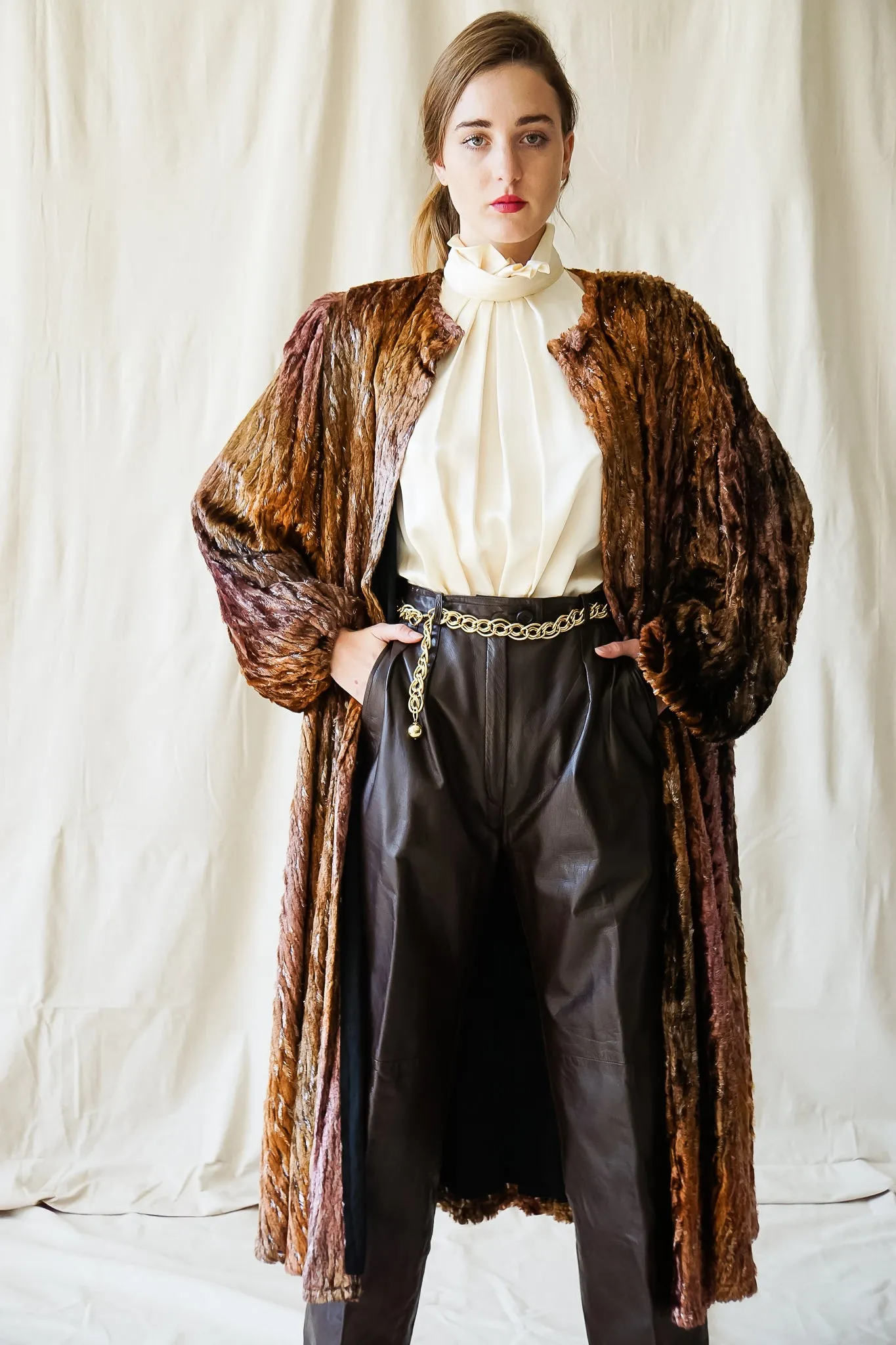 Pleated Leather Trouser