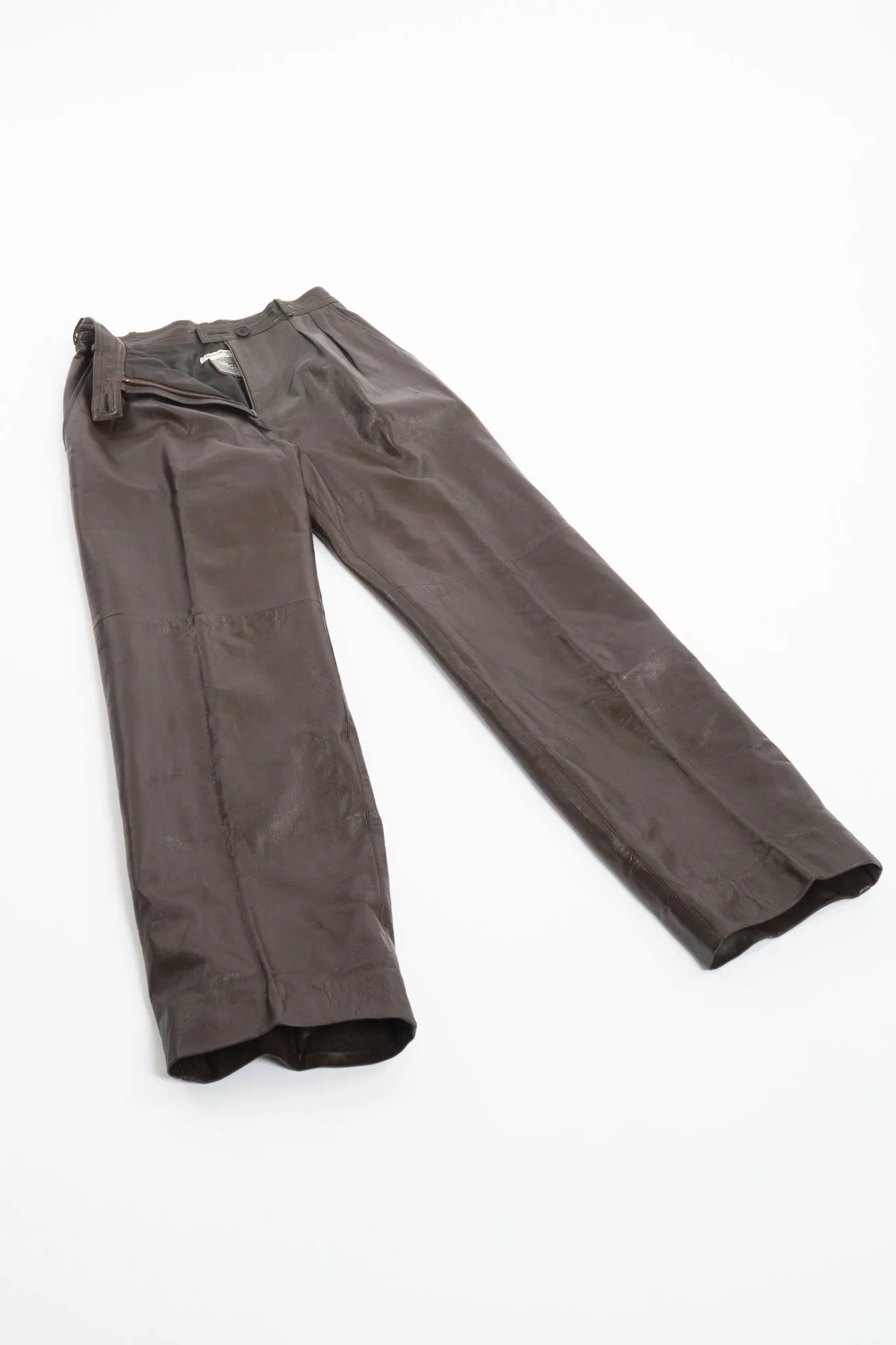 Pleated Leather Trouser