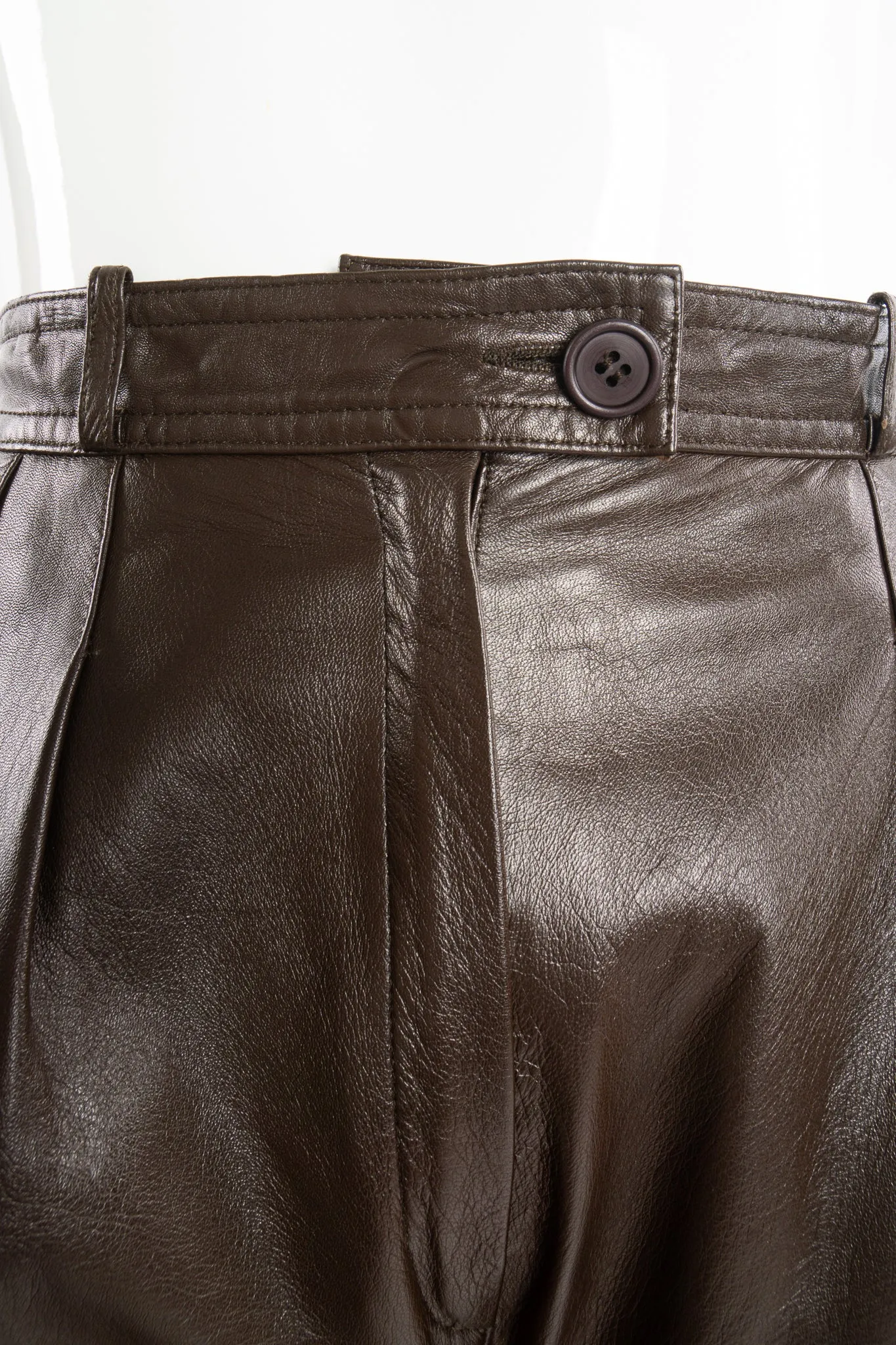 Pleated Leather Trouser