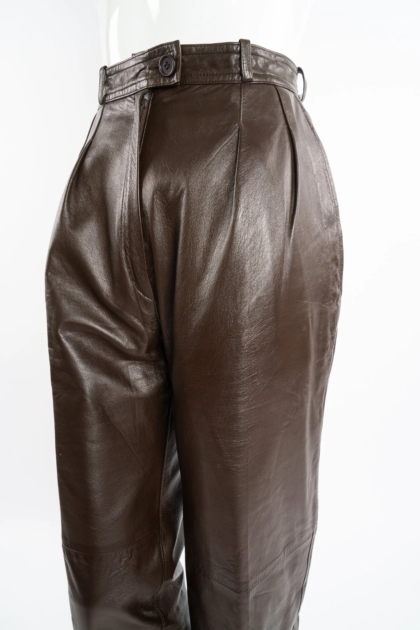 Pleated Leather Trouser