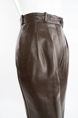 Pleated Leather Trouser