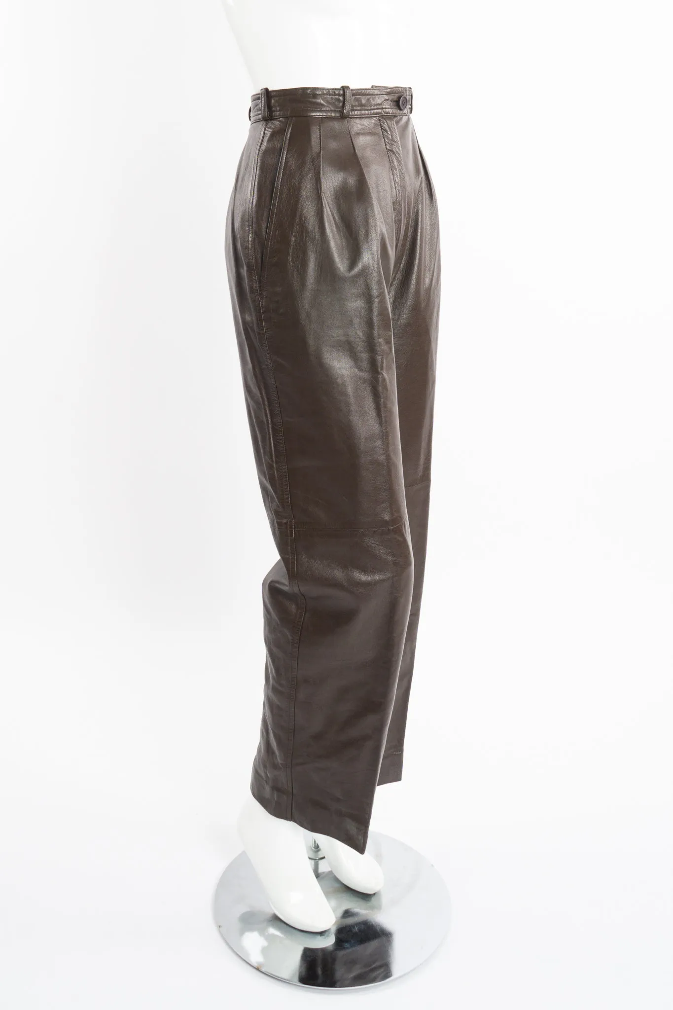 Pleated Leather Trouser