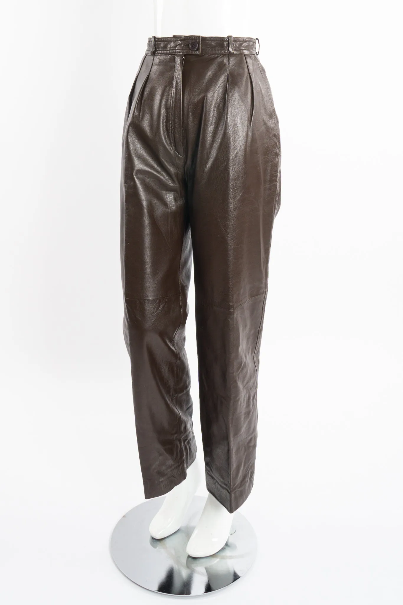 Pleated Leather Trouser