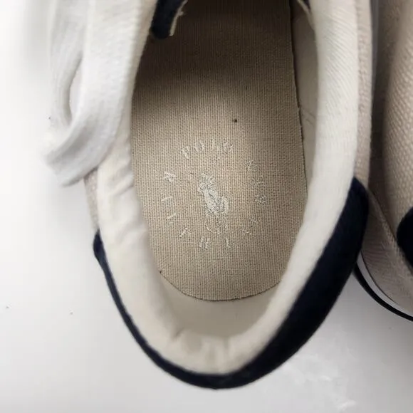 Polo Ralph Lauren Graftyn Canvas Sneakers Kids Size 1.5 Sand Navy Excellent Cond