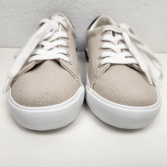Polo Ralph Lauren Graftyn Canvas Sneakers Kids Size 1.5 Sand Navy Excellent Cond