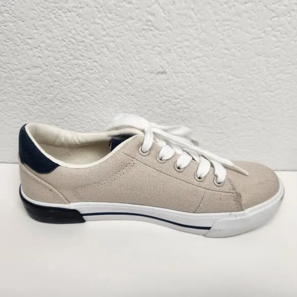 Polo Ralph Lauren Graftyn Canvas Sneakers Kids Size 1.5 Sand Navy Excellent Cond