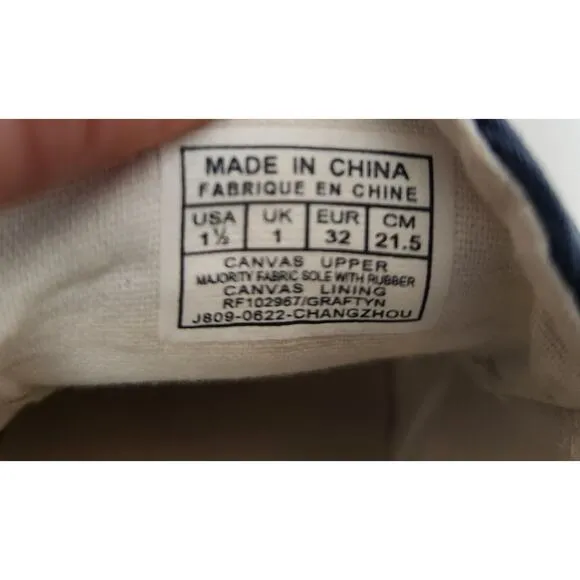 Polo Ralph Lauren Graftyn Canvas Sneakers Kids Size 1.5 Sand Navy Excellent Cond