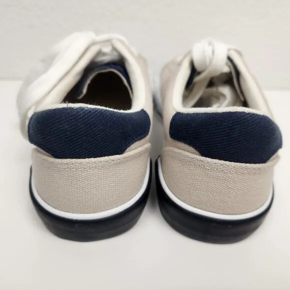 Polo Ralph Lauren Graftyn Canvas Sneakers Kids Size 1.5 Sand Navy Excellent Cond
