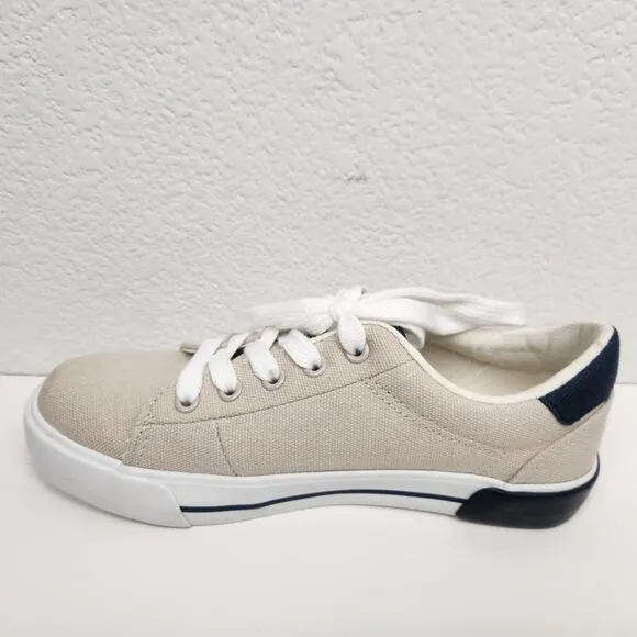 Polo Ralph Lauren Graftyn Canvas Sneakers Kids Size 1.5 Sand Navy Excellent Cond