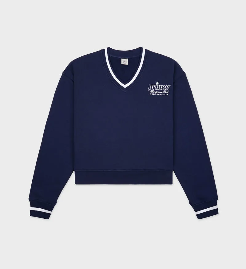 Prince Health Embroidered V-Neck Sweater
